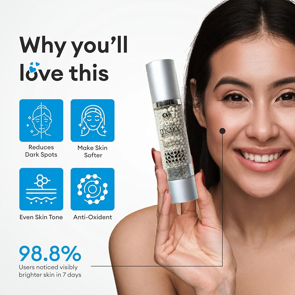 ✨ Co Luxury Glutathione 3D Glow Skin Serum | Reduces Acne, Dark Spots, Pigmentation | Brightens & Smooths Skin (50 ml) ✨