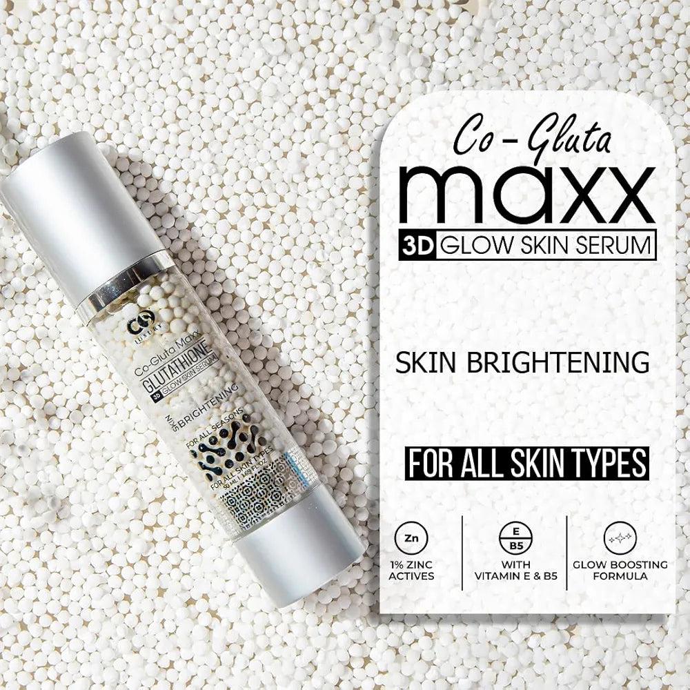 ✨ Co Luxury Glutathione 3D Glow Skin Serum | Reduces Acne, Dark Spots, Pigmentation | Brightens & Smooths Skin (50 ml) ✨
